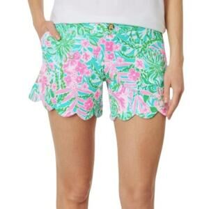 LILLY PULITZER Buttercup Knit Shorts Sz 10 Amalfi Blue Leaf It Wild Resort NWT